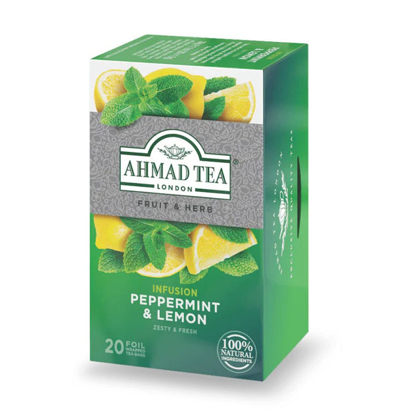 Ahmad Tea Peppermint and Lemon Herbal Tea 20 foil tea bags