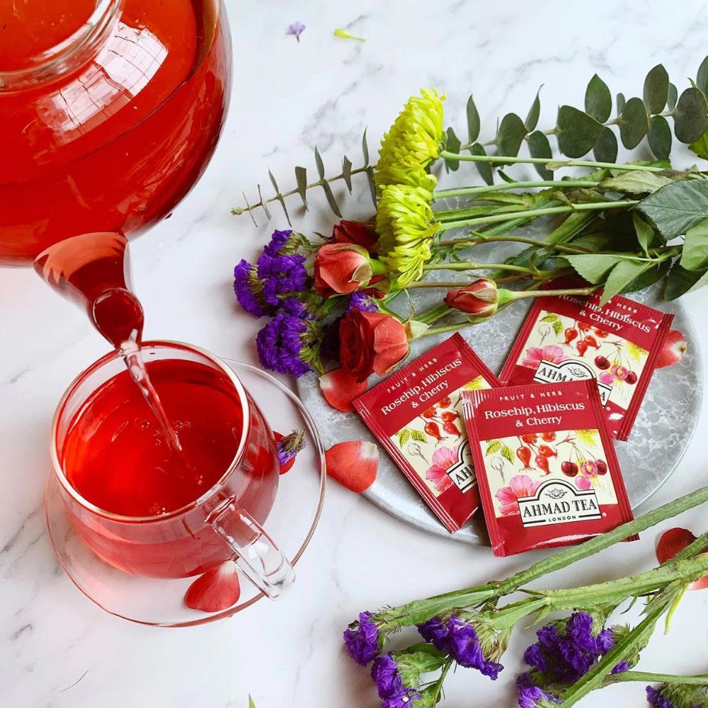 Ahmad Tea Rosehip Hibiscus & Cherry Herbal Tea 20 foil tea bags