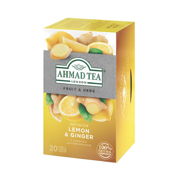 Ahmad Tea Lemon and Ginger Herbal Tea 20 foil tea bags