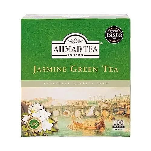 Ahmad Tea Jasmine Green Tea 100 tagged tea bags