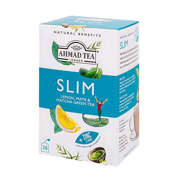 Ahmad Tea Slim Lemon, Mate & Matcha Green Tea 20 foil wrapped tea bags
