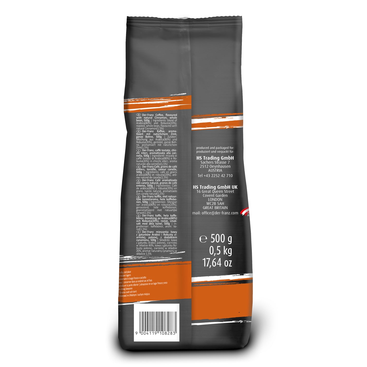 Der Franz Cinnamon Naturally Flavored Ground Coffee 17.6oz/500g