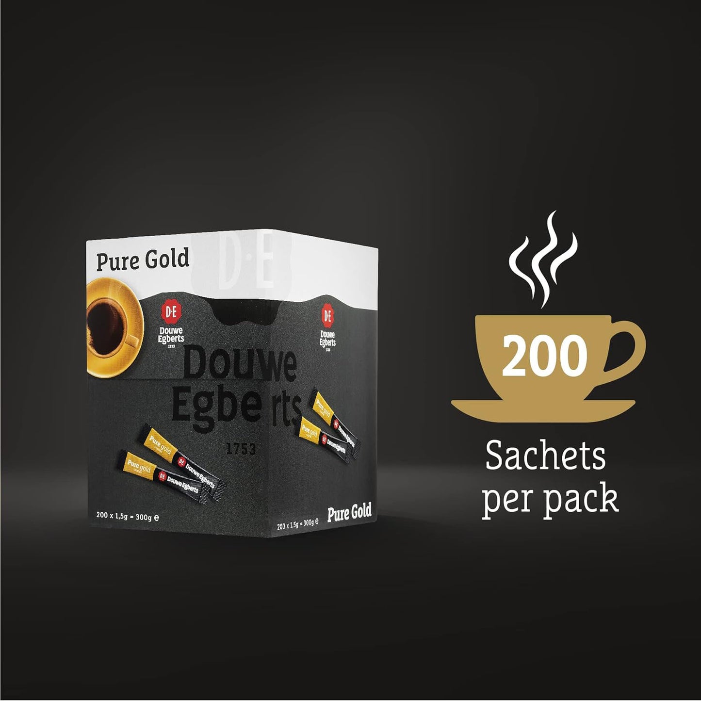 Douwe Egberts Pure Gold Instant Coffee Sticks 200ct