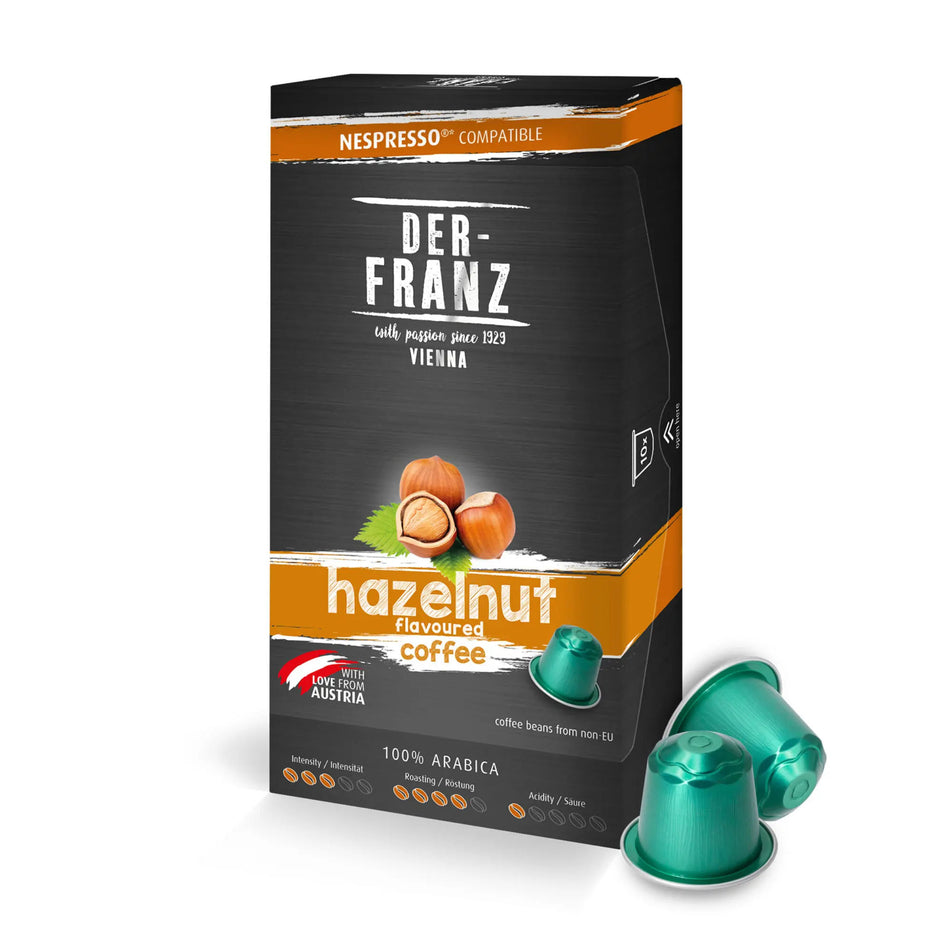 Der Franz Hazelnut Naturally Flavored Nespresso Coffee Capsules 10ct
