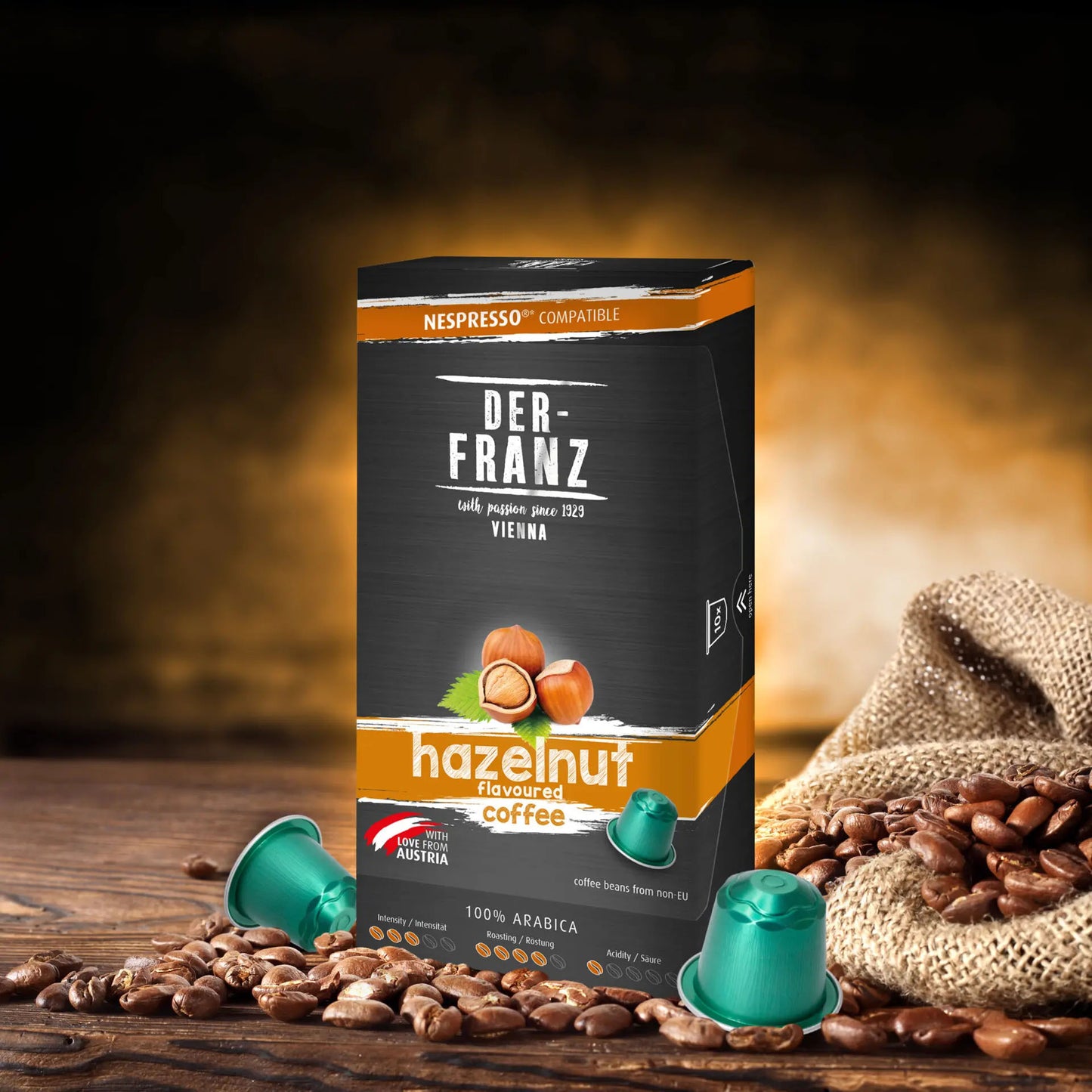 Der Franz Hazelnut Naturally Flavored Nespresso Coffee Capsules 10ct