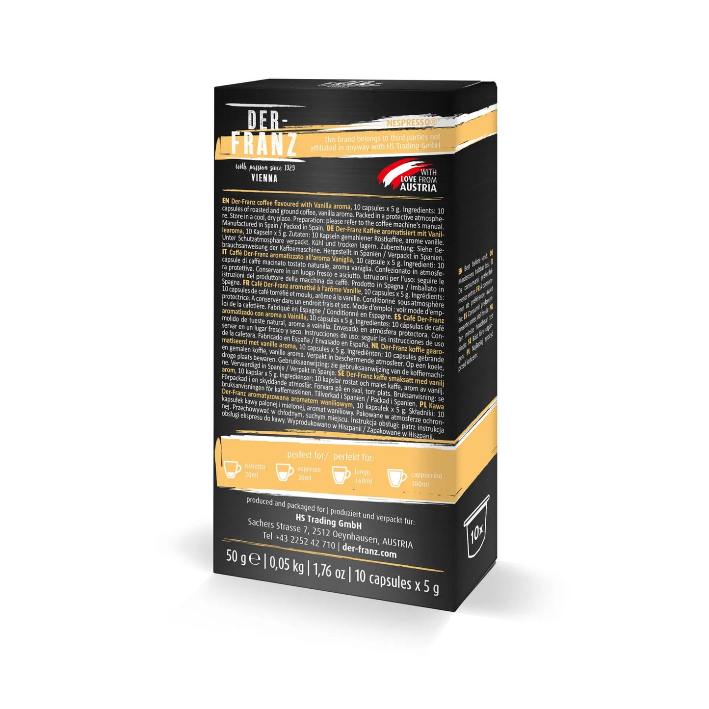 Der Franz Vanilla Naturally Flavored Nespresso Coffee Capsules 10ct