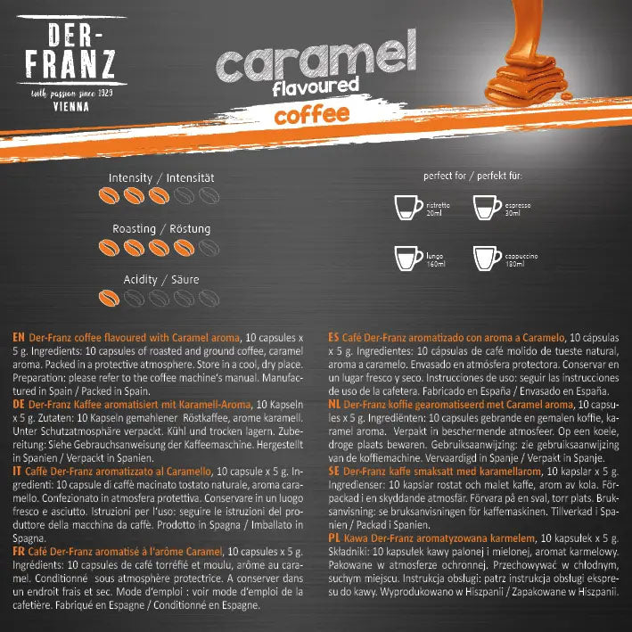 Der Franz Caramel Naturally Flavored Nespresso Coffee Capsules 10ct