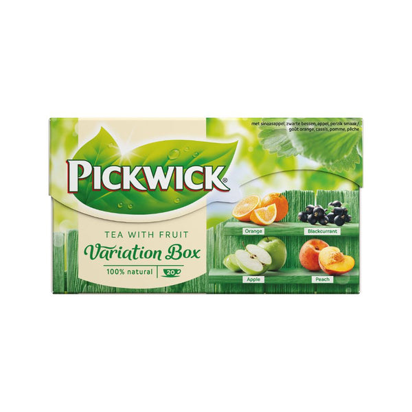 Pickwick Tea with Fruit Variation Box 20 Tea Bags - Orange, Blackcurrant, Apple, and Peach