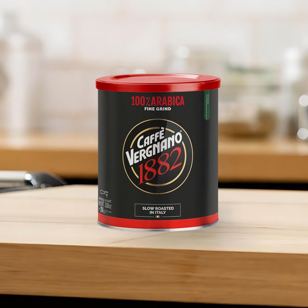 Caffe Vergnano 100% Arabica Espresso Fine Grind Coffee in Can 8.8oz/250g