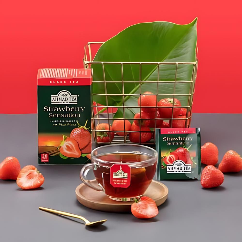 Ahmad Tea Strawberry Sensation Black Tea 20 foil tea bags
