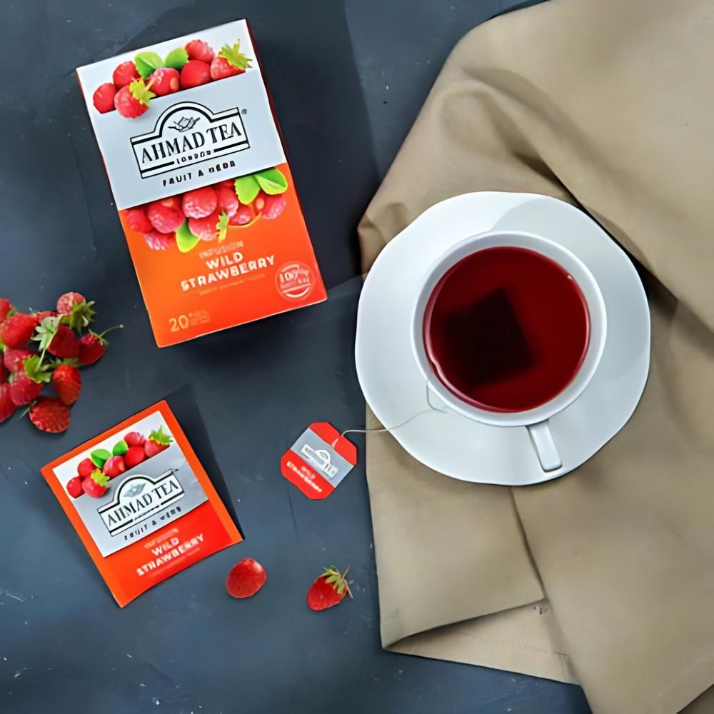 Ahmad Tea Wild Strawberry Herbal Tea 20 foil tea bags