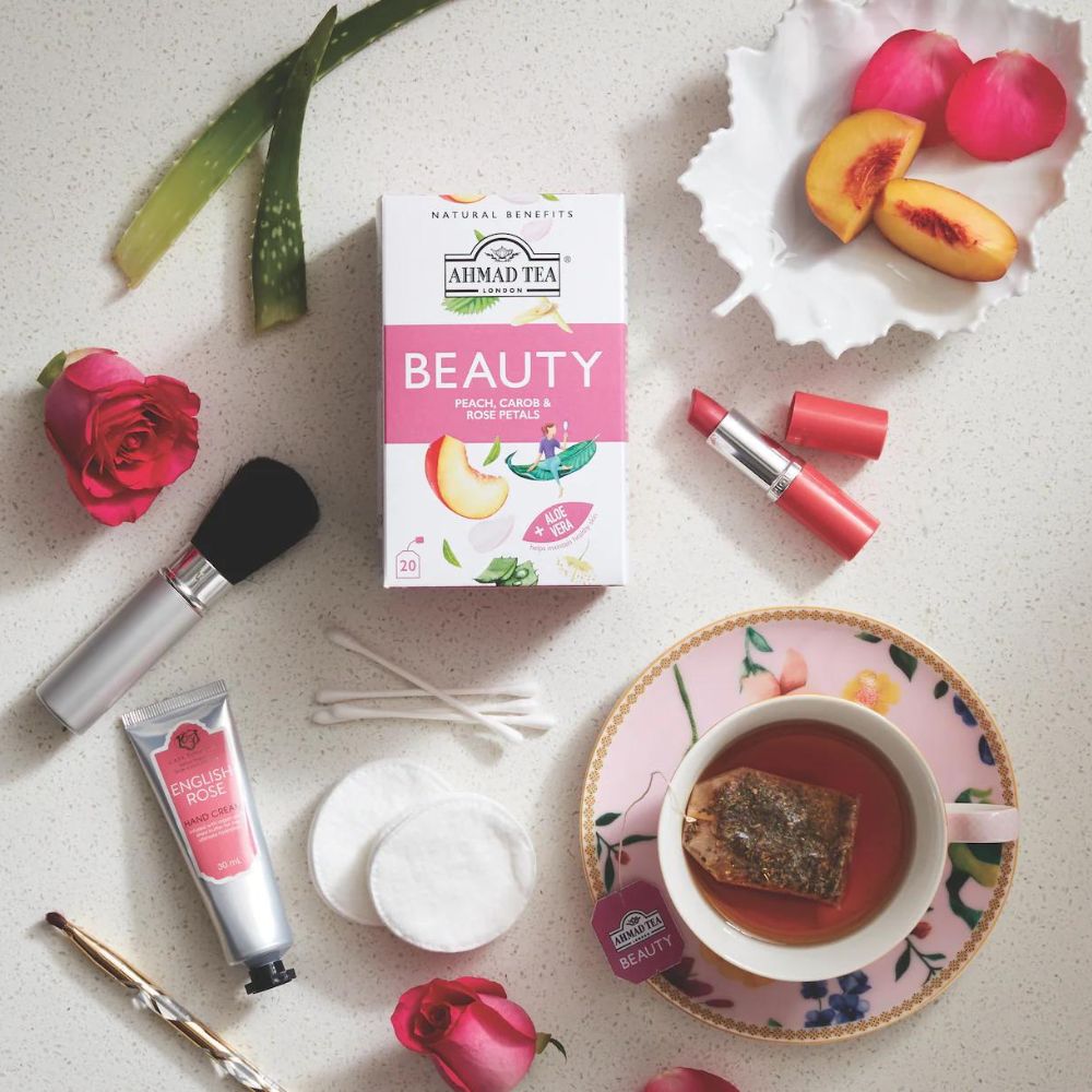 Ahmad Tea Beauty Peach, Carob & Rose Petals 20 foil wrapped tea bags