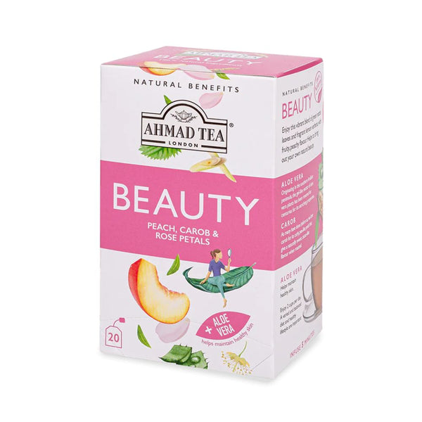 Ahmad Tea Beauty Peach, Carob & Rose Petals 20 foil wrapped tea bags