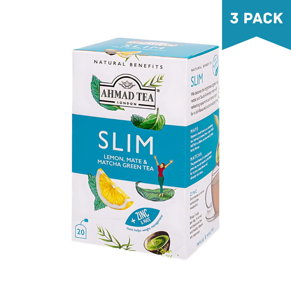 Ahmad Tea Slim Lemon, Mate & Matcha Green Tea 20 foil wrapped tea bags