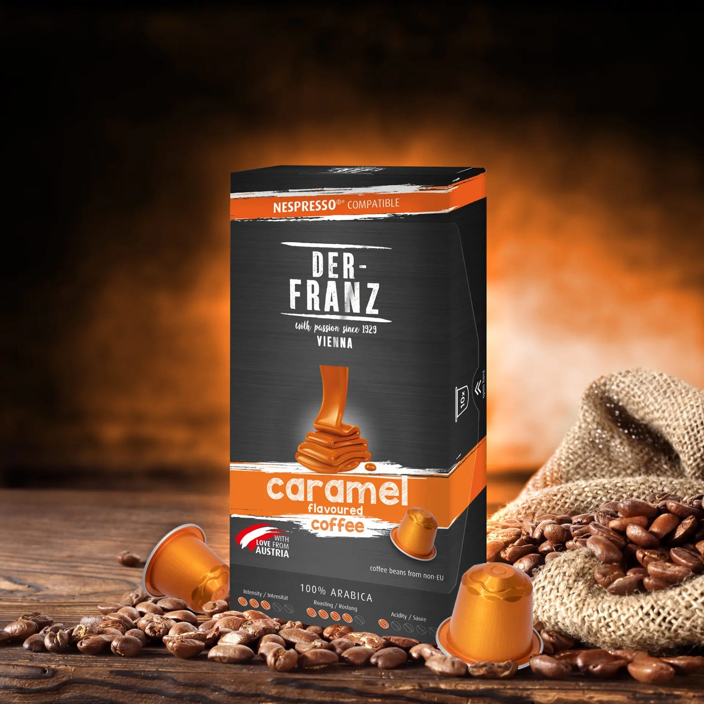 Der Franz Caramel Naturally Flavored Nespresso Coffee Capsules 10ct