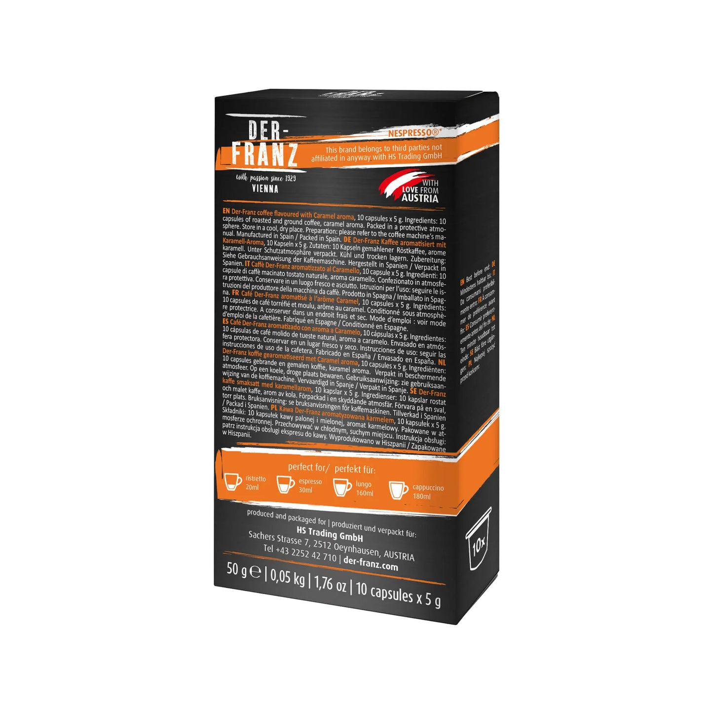Der Franz Caramel Naturally Flavored Nespresso Coffee Capsules 10ct